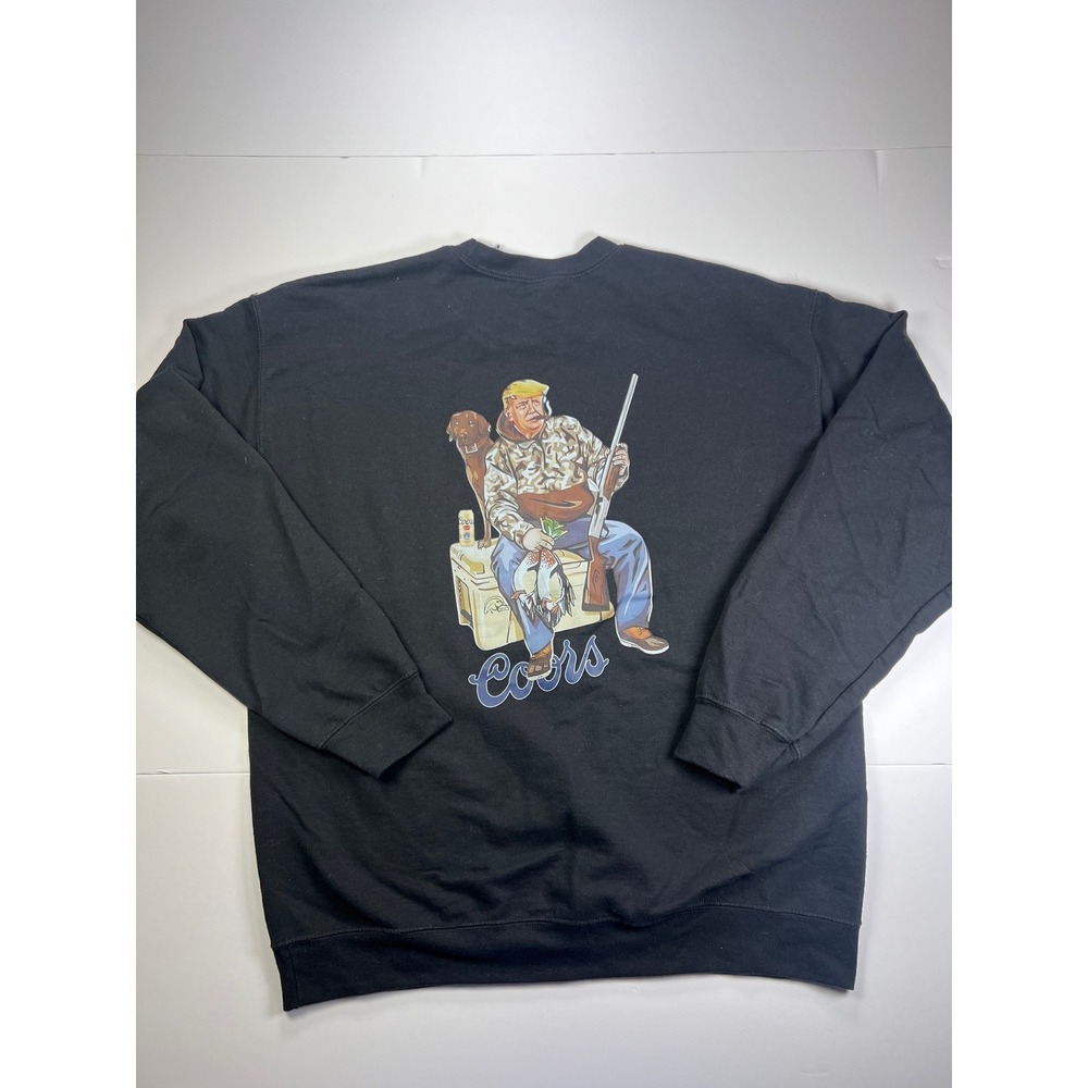 Gildan Coors Banquet Sweatshirt Mens Large Black Trump Hunting Graphic Pullover - Picture 7 of 8